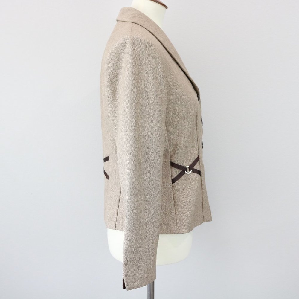 Perceptions Petite Brown Zig Zag Chevron Blazer - image 8